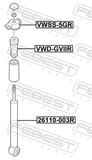Febest VWD-GVIIR Rear Shock Absorber Jounce Bumper