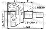 Febest 1610-164 Outer CV Joint 39X70.3X30
