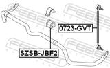 Febest SZSB-JBF2 Front Stabilizer Bar Bush D26