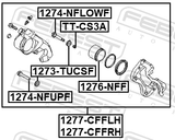 Febest 1277-CFFRH Front Right Brake Caliper Assembly (With Bracket)
