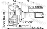 Febest 2510-206A48 Outer CV Joint 22X50X21