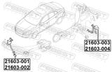 Febest 21603-002 Level Sensor, Front Right (With Bracket, With Link)