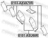 Febest 0103-AXVA70R Disc Brake Clip Set (Set For Two Sides, With Mounting Paste)