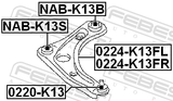 Febest NAB-K13B Rear Bushing, Front Control Arm