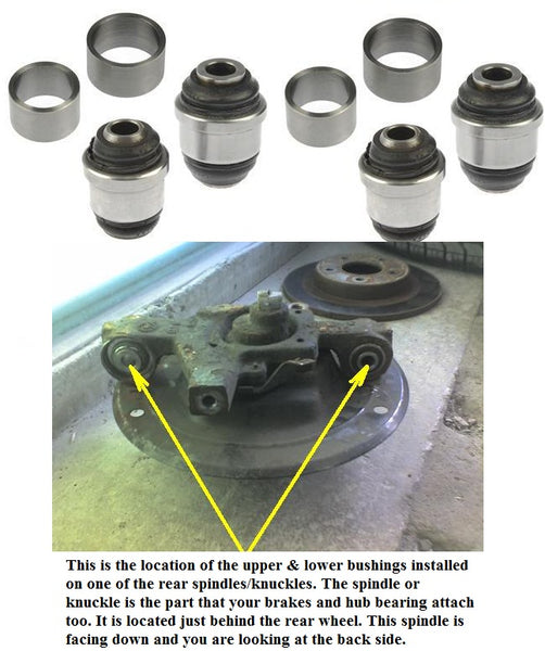 Rear Upper & Lower Knuckle/Spindle/Suspension Bushing Set (All 4 Bushings)