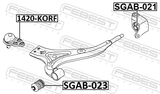 Febest SGAB-021 Front Bushing, Front Lower Control Arm