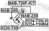 Febest NAB-T30F-KIT Front Arm Bushing Kit (Hydro)