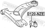 Febest 0120-NZE Ball Joint Front Lower Arm