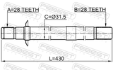 Febest 2212-SORRH Axle Half Shaft Right 28X429X28
