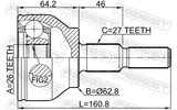 Febest 2110-KUGII Outer CV Joint 26X62.9X27