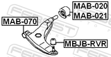 Febest MAB-020 Rear Bushing, Front Right Control Arm