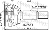 Febest 2110-FIE Outer CV Joint 22X52.9X25