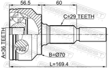 Febest 2010-GRCH Outer CV Joint 36X70X29