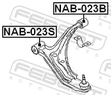 Febest NAB-023S Front Bushing, Front Control Arm