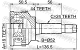 Febest 0510-014A44 Outer CV Joint 19X52X24