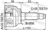 Febest 0510-024 Outer CV Joint 22X56X26