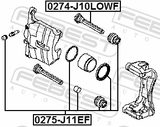 Febest 0275-J11EF Front Brake Caliper Repair Kit (Set For Two Sides)