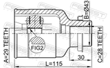 Febest 0511-CPRH Inner CV Joint Right 29X43X28