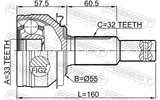 Febest 0210-L33 Outer CV Joint 33X55X32