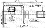 Febest 0411-KB4LH Inner CV Joint Left 33X34.7X28
