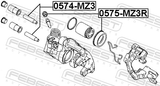 Febest 0575-MZ3R Rear Brake Caliper Repair Kit (Set For One Side)