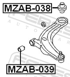 Febest MZAB-039 Front Bushing, Front Control Arm