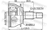 Febest 1610-169 Outer CV Joint 25X60.2X25