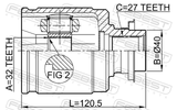 Febest 0311-CRVLH Inner CV Joint 32X40X27