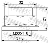Febest 0598-NHUB01 Wheel Hub Nut 32X21