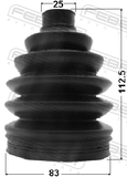 Febest 1217P-TUC20 Boot Outer CV Joint Kit Pvc 83X112.5X25