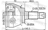 Febest 1910-R58 Outer CV Joint 26X54X26