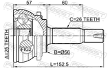 Febest 0110-ZVW30 Outer CV Joint 25X56X26
