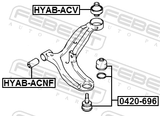 Febest HYAB-ACNF Front Bushing, Front Control Arm