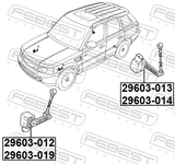 Febest 29603-012 Level Sensor, Front Left (With Bracket, With Link)