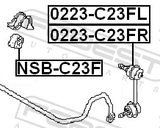 Febest 0223-C23FL Front Left Stabilizer Link / Sway Bar Link