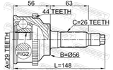Febest 0510-045A44 Outer CV Joint 29X56X26