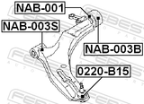 Febest NAB-001 Rear Bushing Without Bracket, Front Control Arm