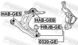 Febest HAB-GES Front Bushing, Front Control Arm