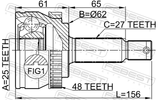 Febest 1210-TUCA48 Outer CV Joint 25X62X27