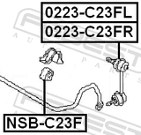 Febest NSB-C23F Front Stabilizer Bar Bush D27
