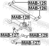 Febest MAB-125 Rear Transverse Rod Bushing