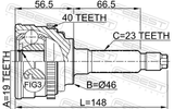 Febest 1110-M100A40 Outer CV Joint 19X46X23