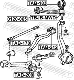 Febest TAB-183 Bushing, Front Upper Control Arm
