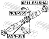 Febest ASN-S51 Cross Shaft Joint, Drive Shaft 28X78