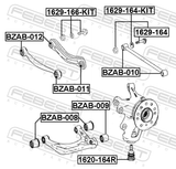 Febest 1629-164-KIT Repair Kit, Camber Adjusting Eccentric Bolt