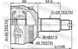 Febest 1410-NAA48 Outer CV Joint 34X57.9X28