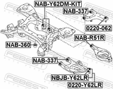 Febest NAB-Y62DM-KIT Rear Crossmember Bushing Kit