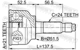 Febest 0510-004 Outer CV Joint 21X51.5X24