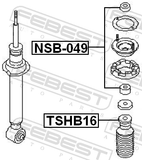 Febest NSB-049 Rear Shock Absorber Bushing Kit