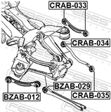 Febest CRAB-033 Rear Transverse Rod Bushing